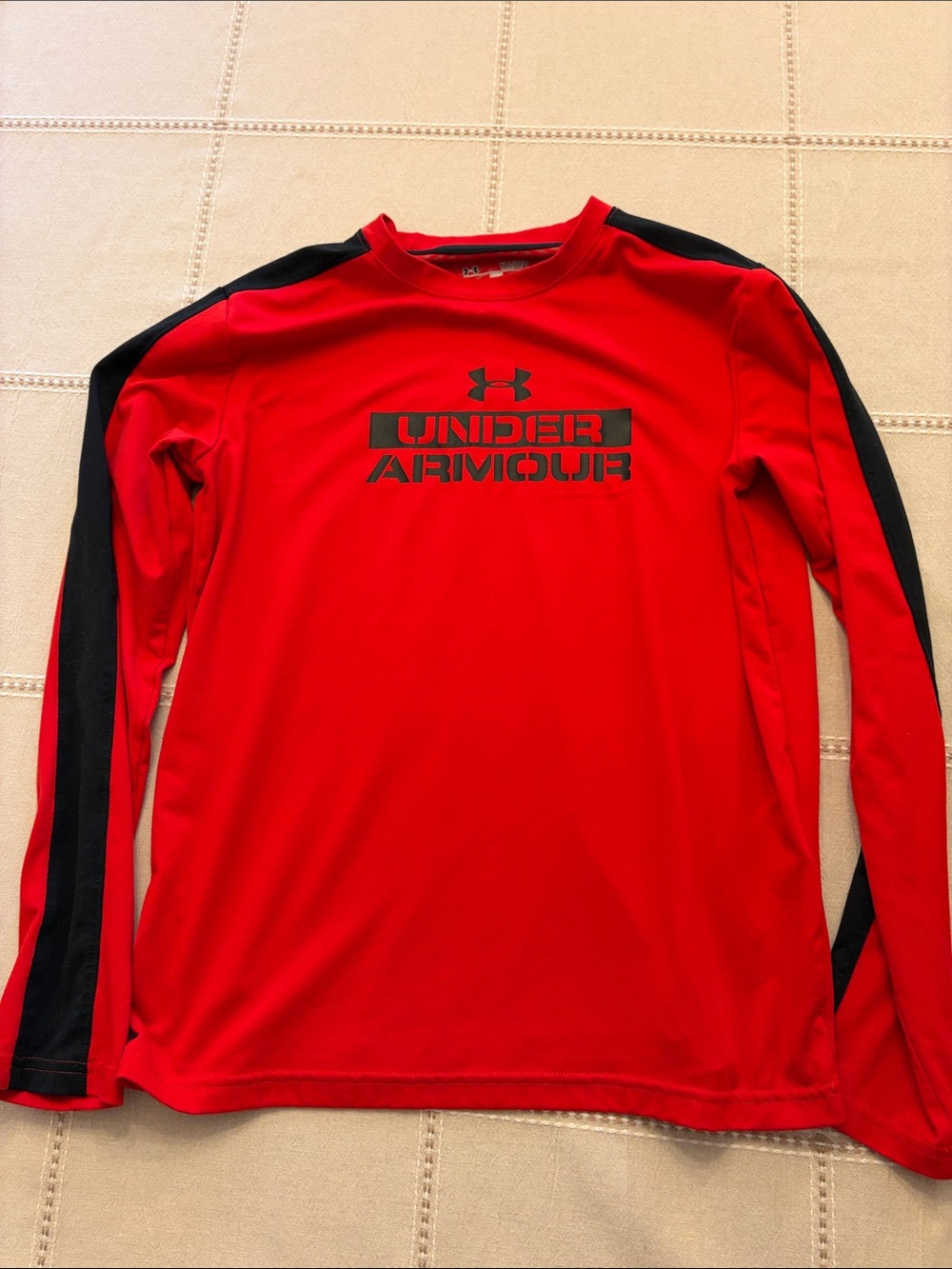 Under Armour Red Long-Sleeve Performance Tee with Black Accents